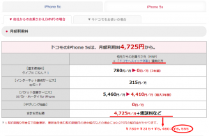 料金 iPhone 5s   iPhone   NTTドコモ